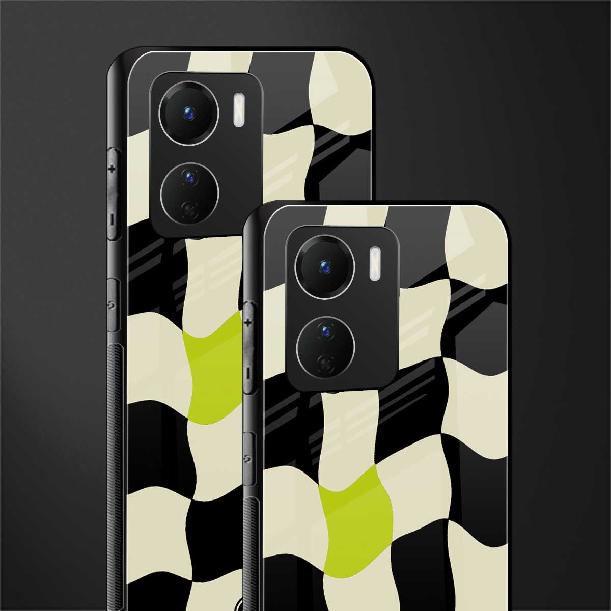 trippy pastel checks back phone cover | glass case for vivo y16