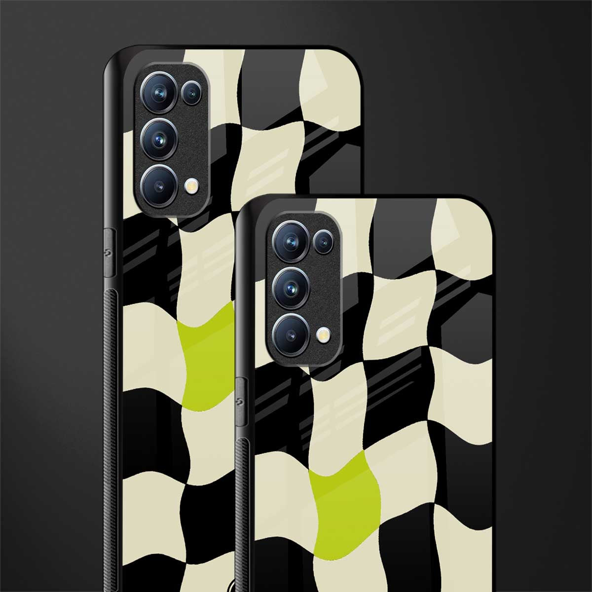 trippy pastel checks back phone cover | glass case for oppo reno 5