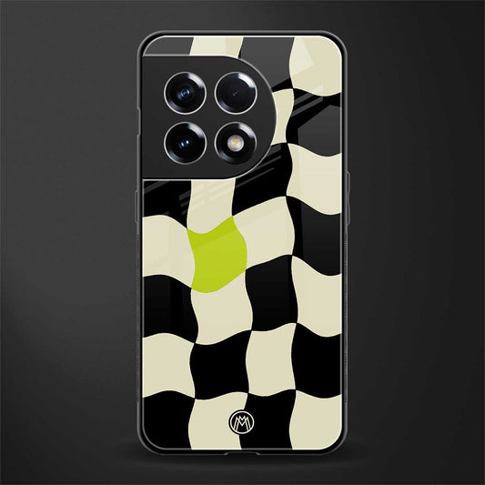 trippy pastel checks back phone cover | glass case for oneplus 11r