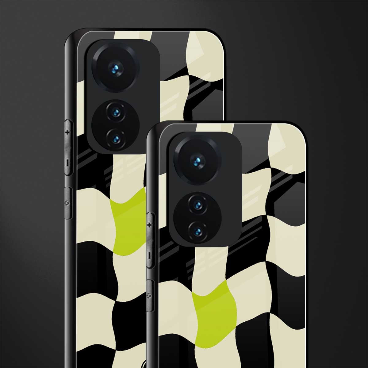 trippy pastel checks back phone cover | glass case for vivo t1 44w 4g
