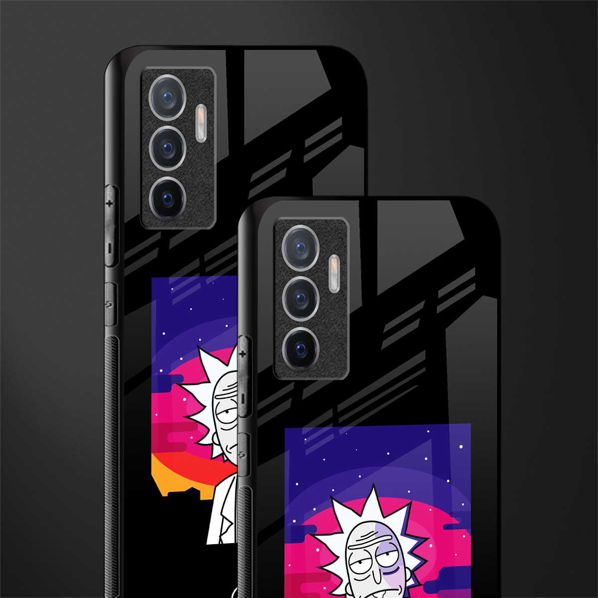 trippy rick sanchez glass case for vivo v23e image-2
