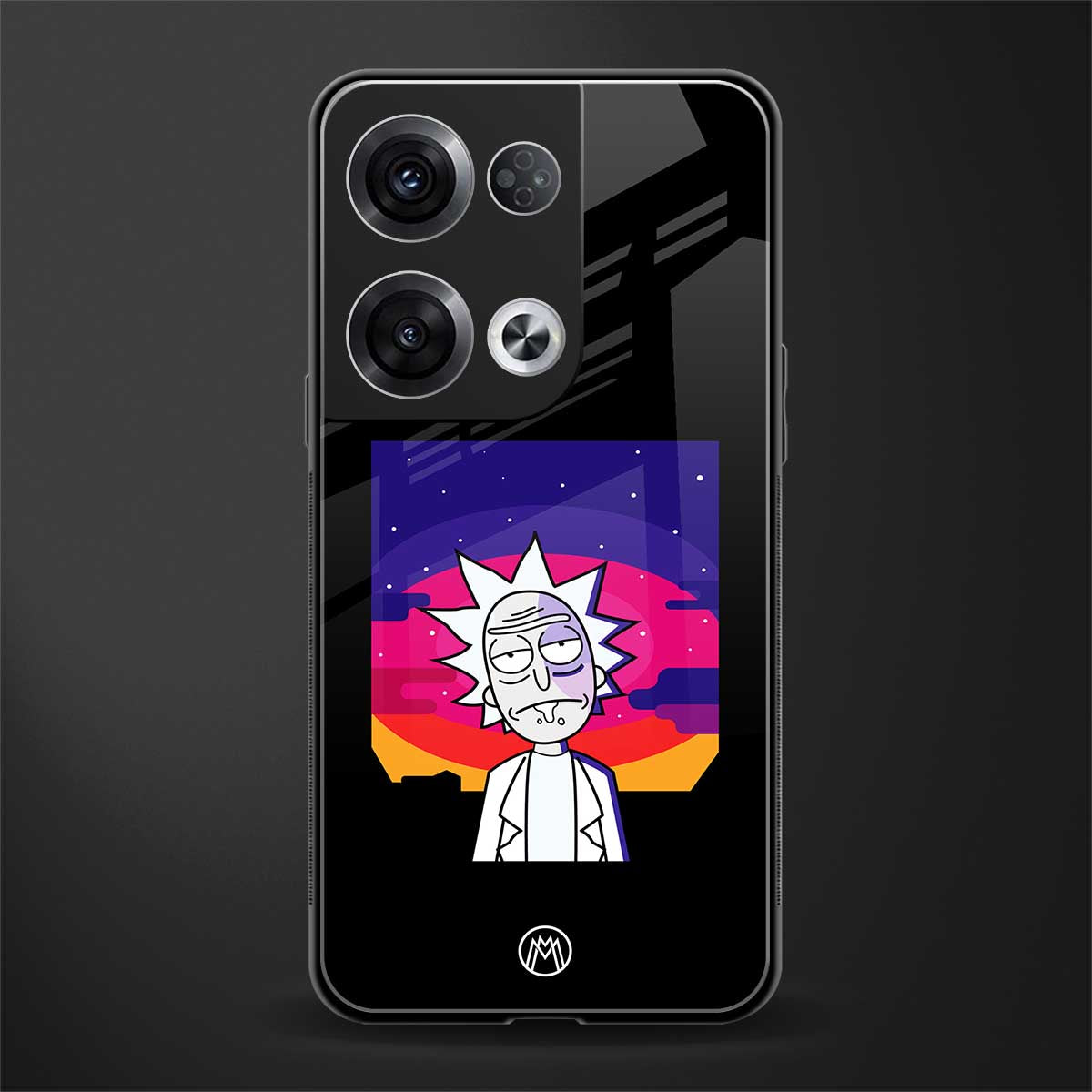 trippy rick sanchez back phone cover | glass case for oppo reno 8