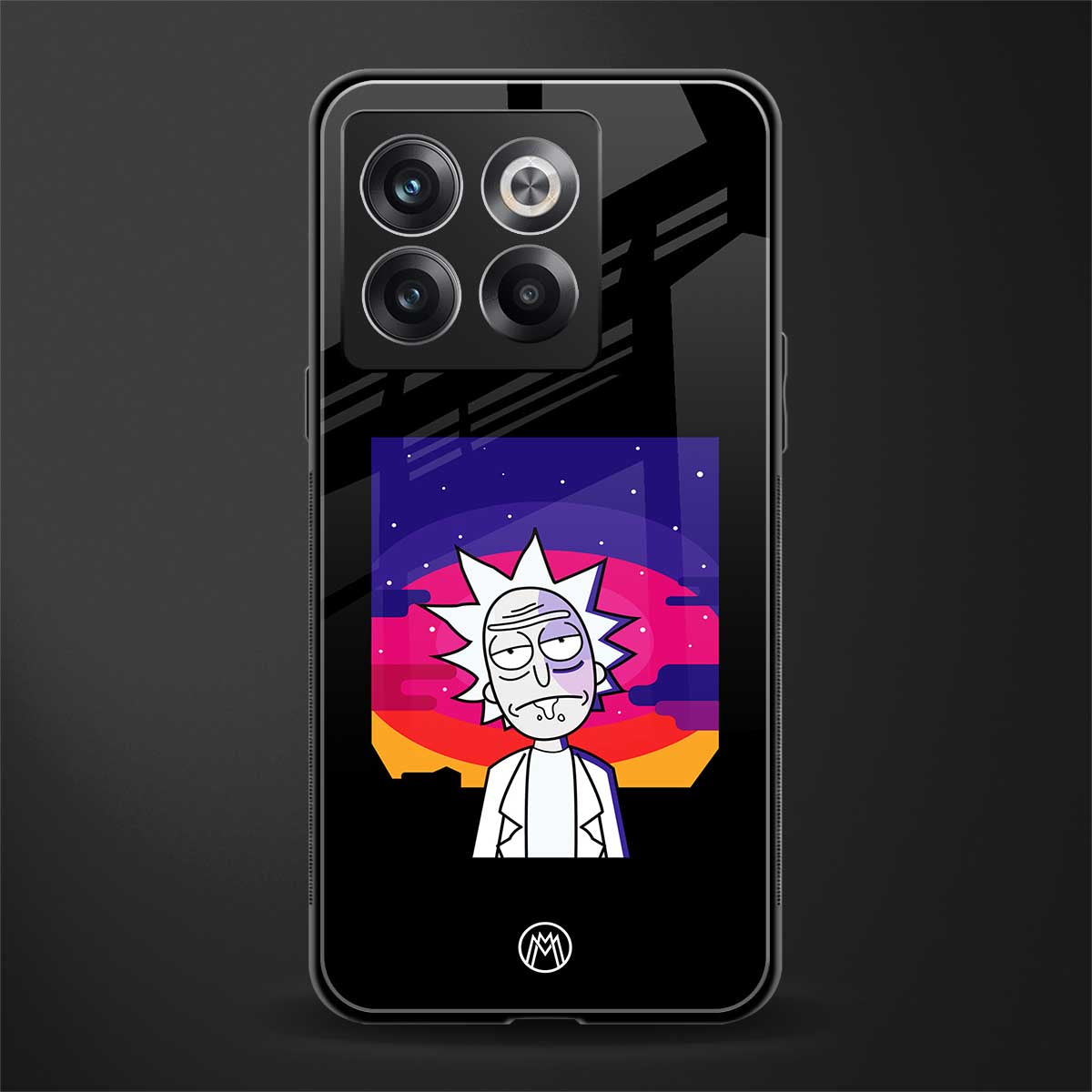 trippy rick sanchez back phone cover | glass case for oneplus 10t