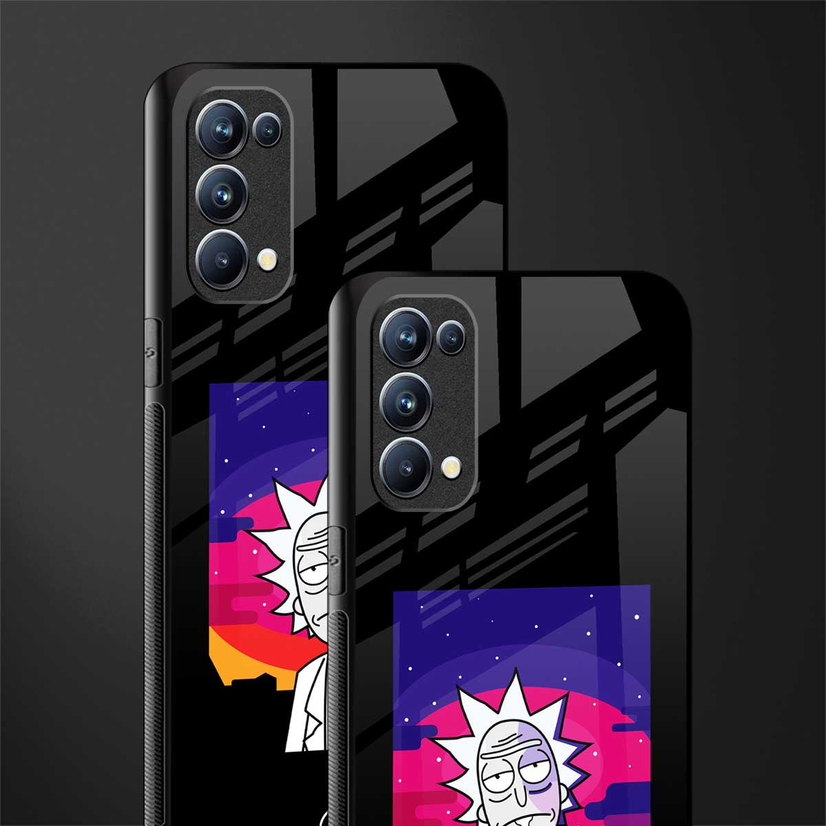 trippy rick sanchez back phone cover | glass case for oppo reno 5