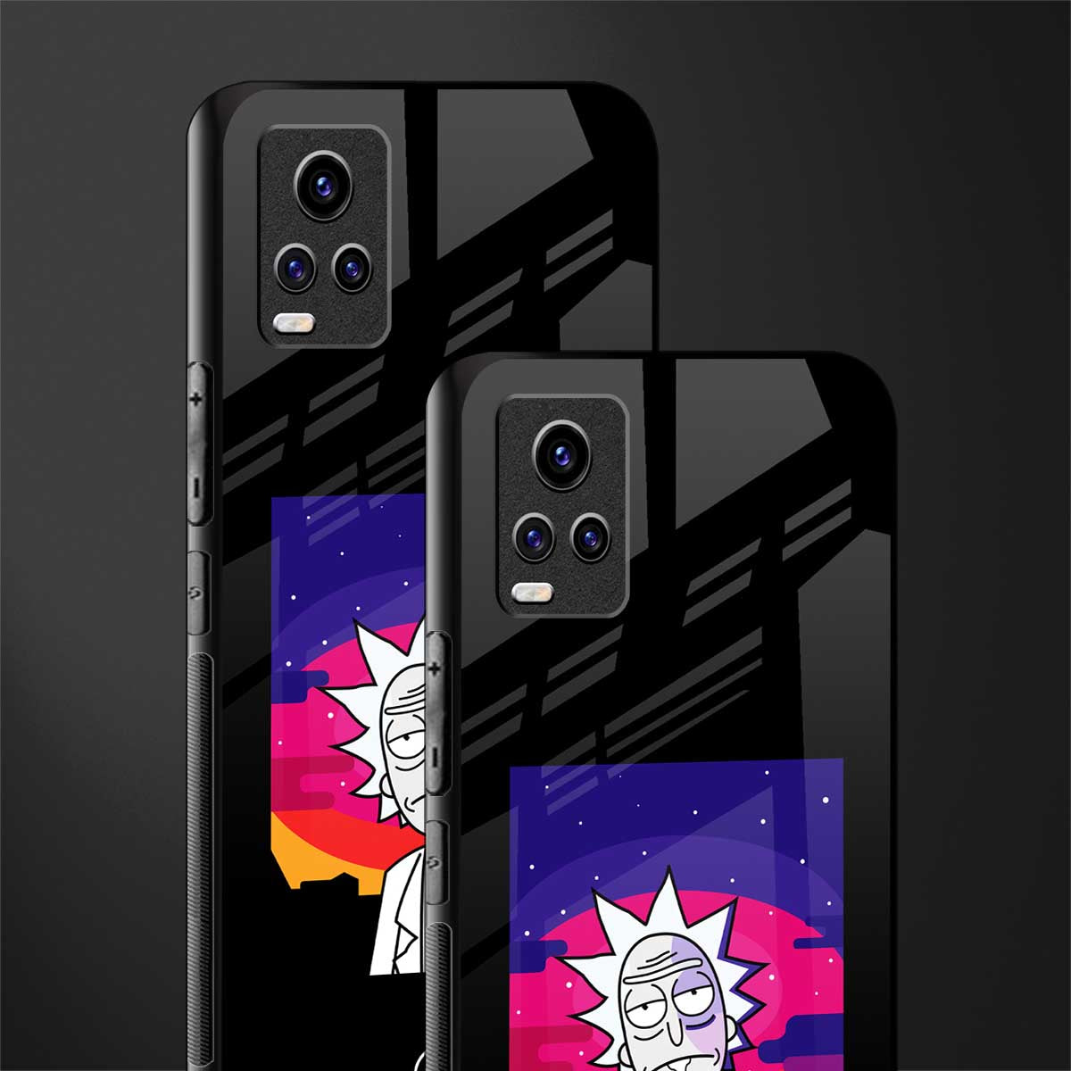 trippy rick sanchez back phone cover | glass case for vivo v21e 4g