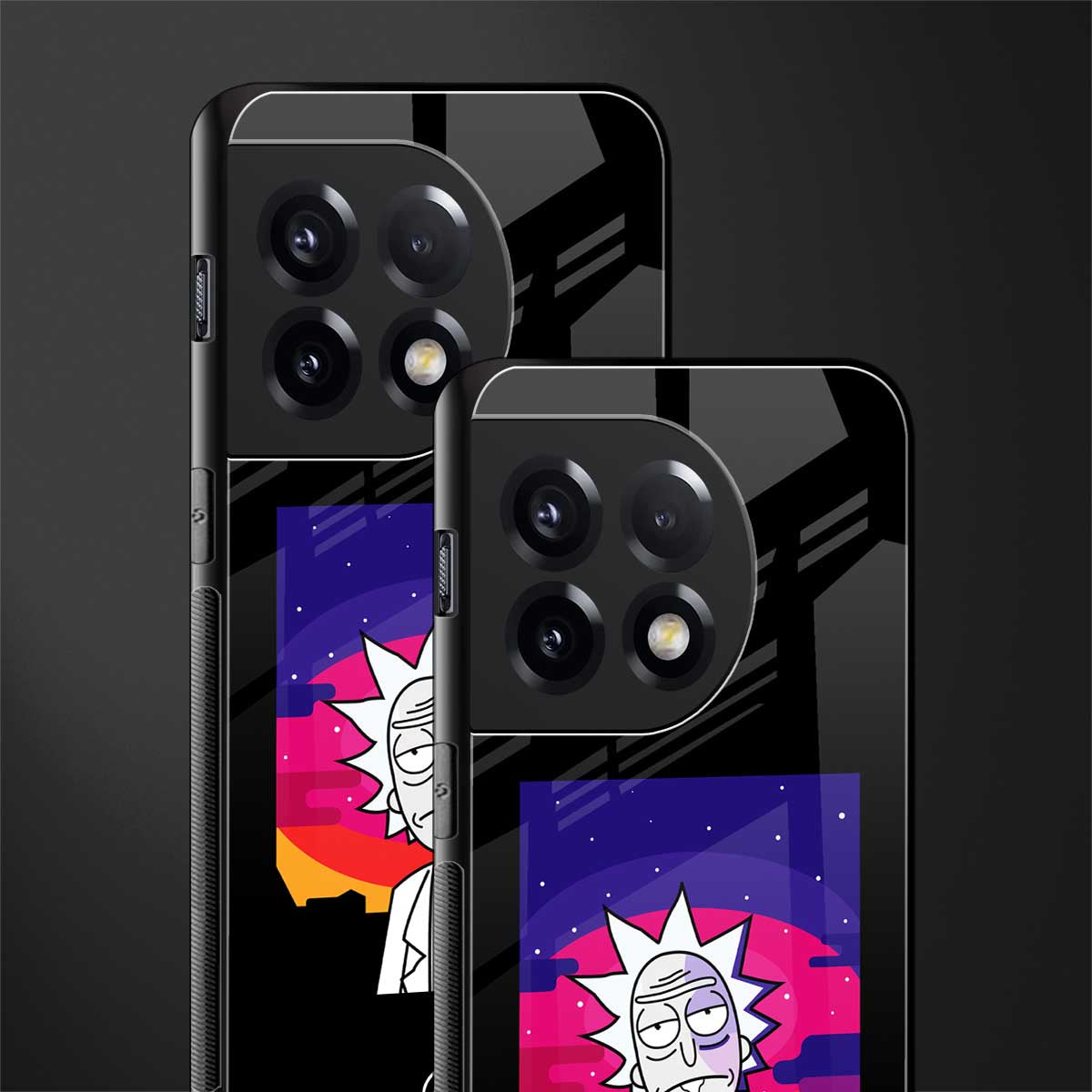 trippy rick sanchez back phone cover | glass case for oneplus 11r