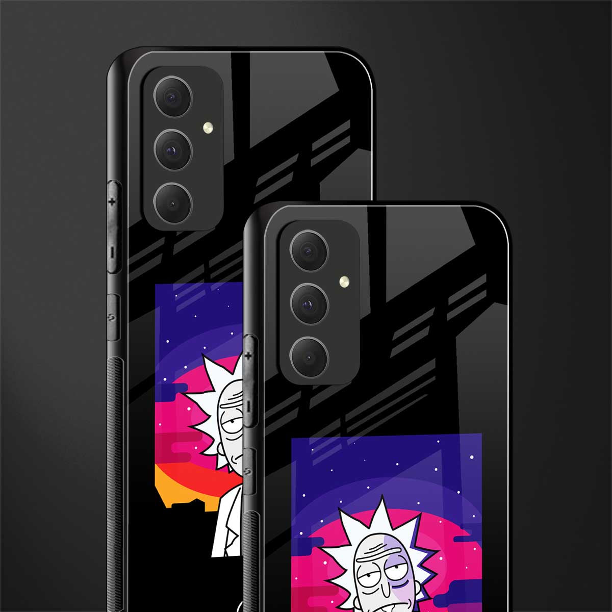 trippy rick sanchez back phone cover | glass case for samsung galaxy a54 5g