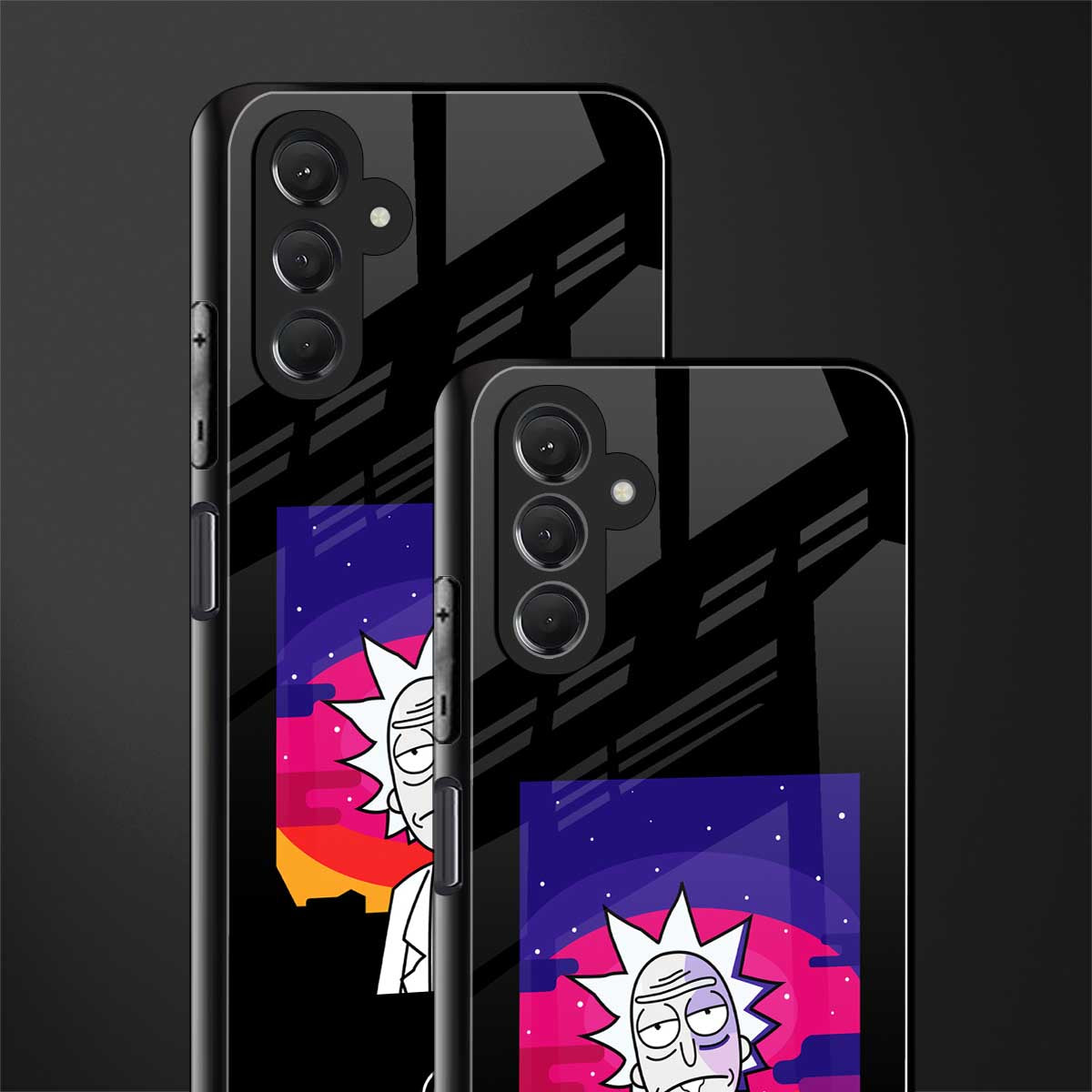 trippy rick sanchez back phone cover | glass case for samsun galaxy a24 4g