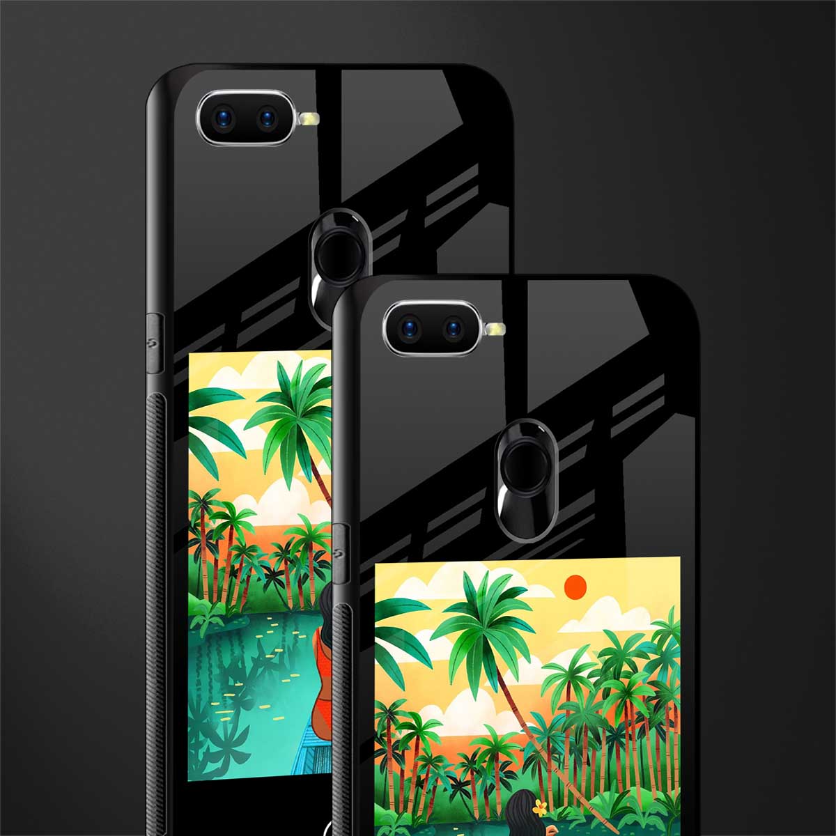 tropical girl glass case for oppo a7 image-2