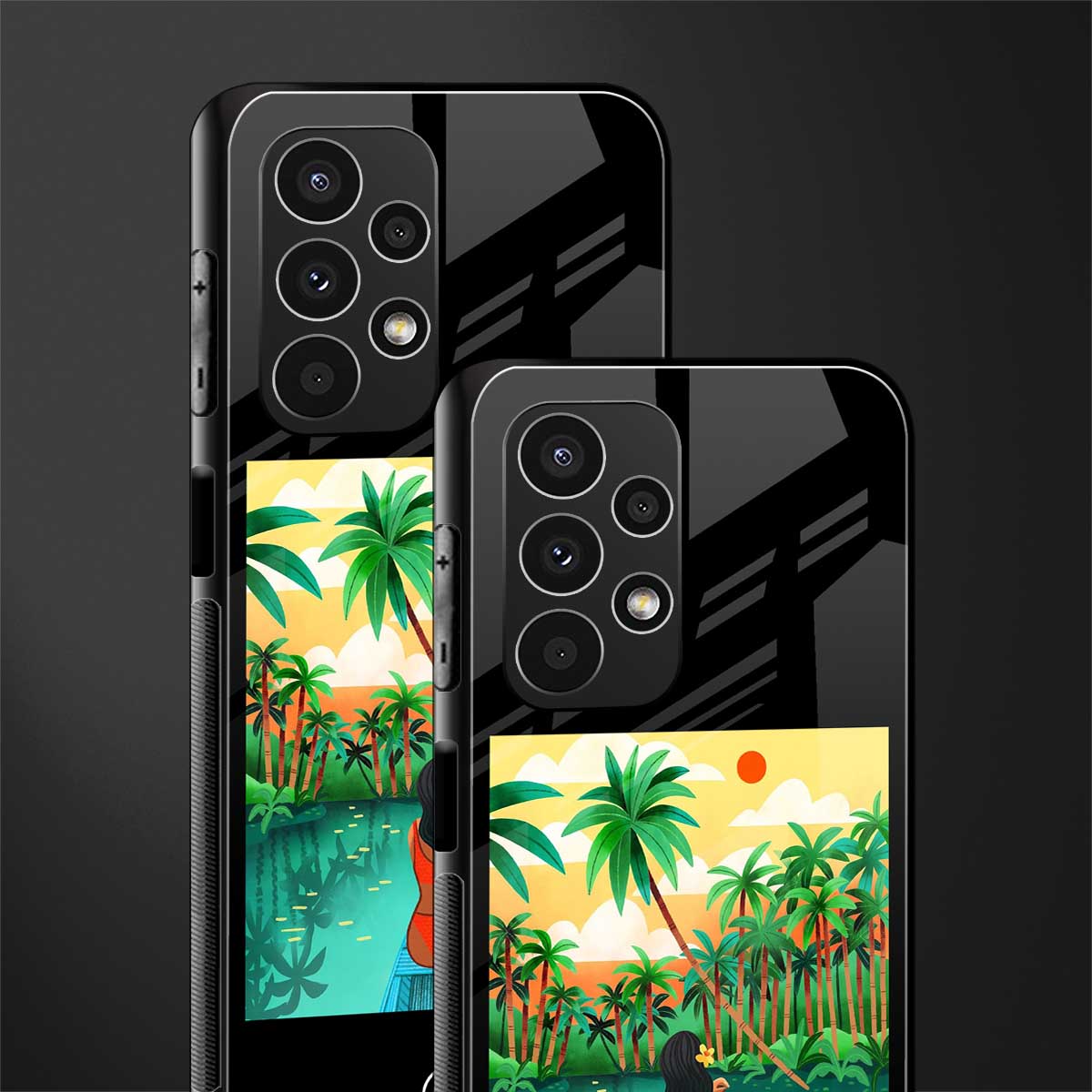 tropical girl back phone cover | glass case for samsung galaxy a13 4g