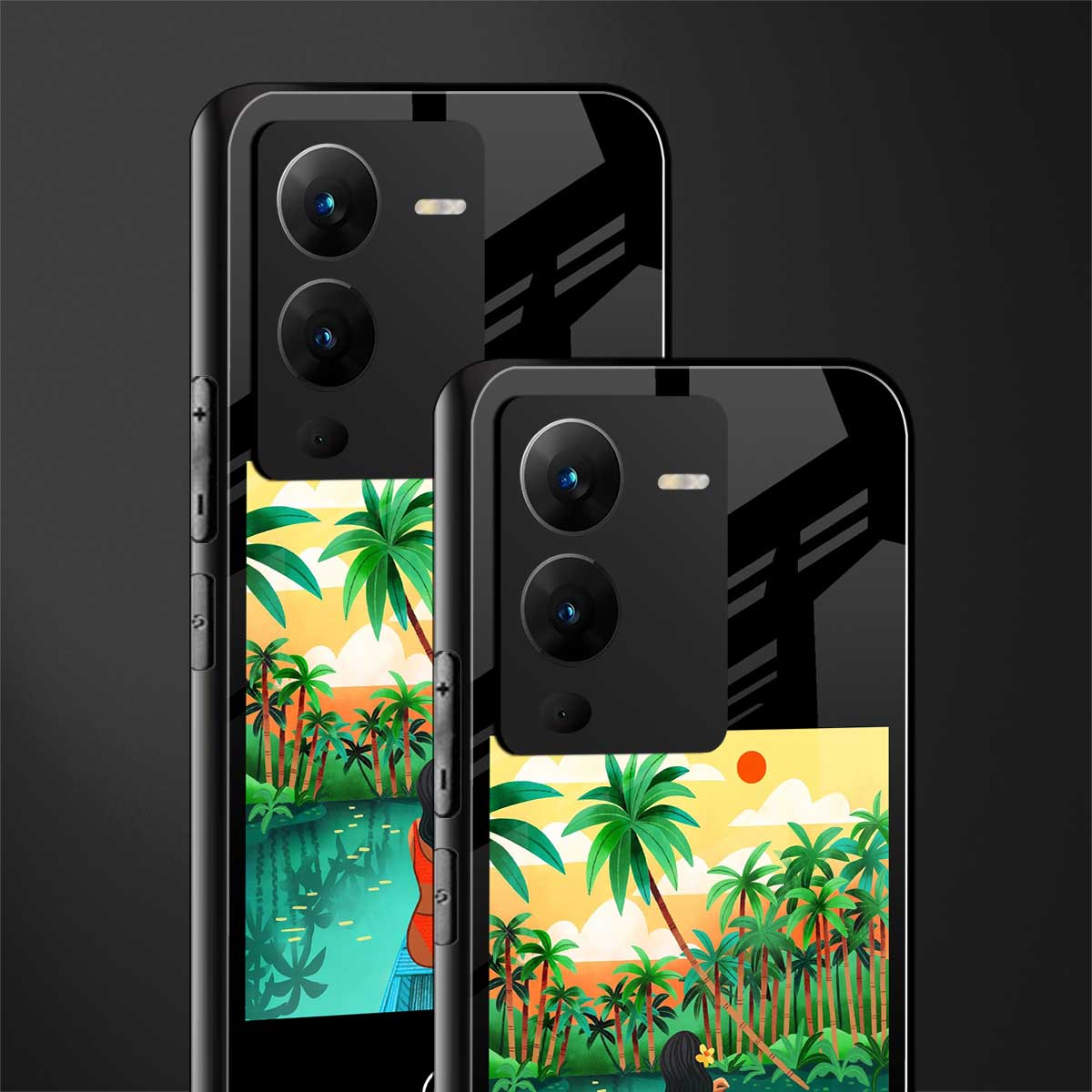 tropical girl back phone cover | glass case for vivo v25 pro 5g