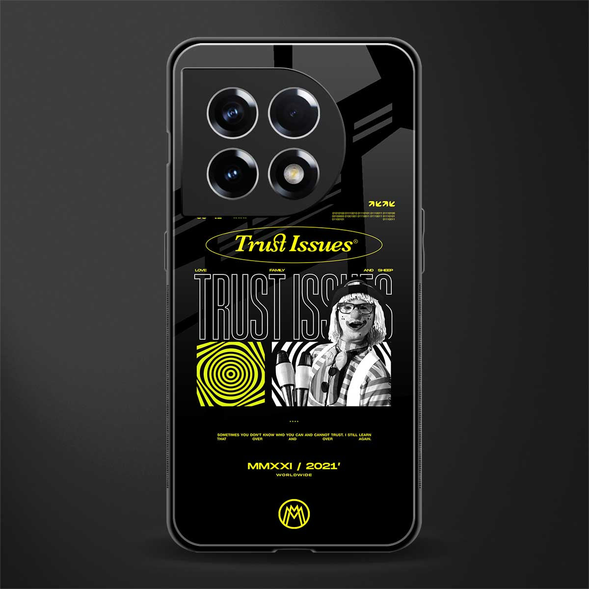 trust issues back phone cover | glass case for oneplus 11