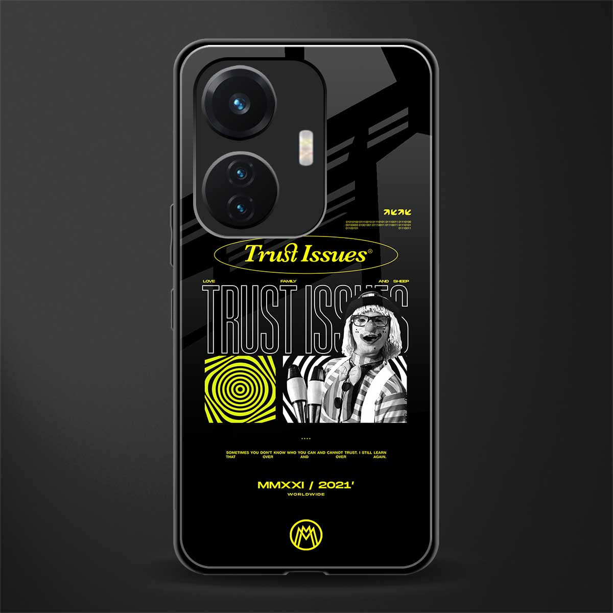 trust issues back phone cover | glass case for vivo t1 44w 4g
