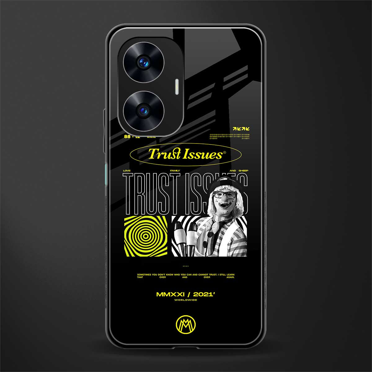 trust issues back phone cover | glass case for realme c55
