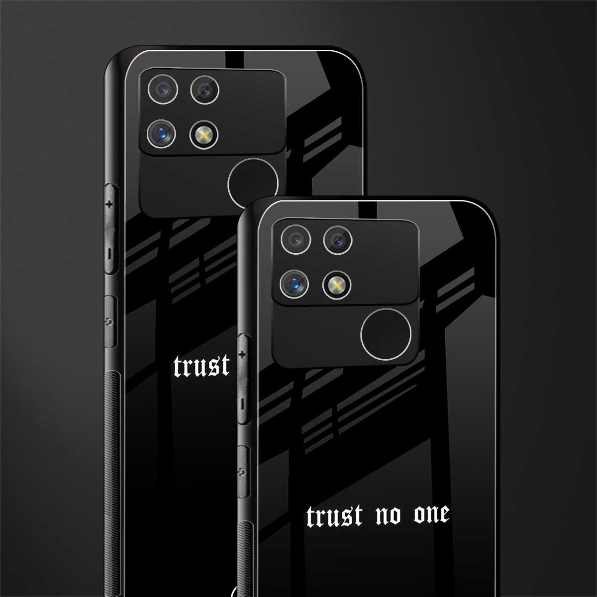 trust no one aesthetic quote back phone cover | glass case for realme narzo 50a