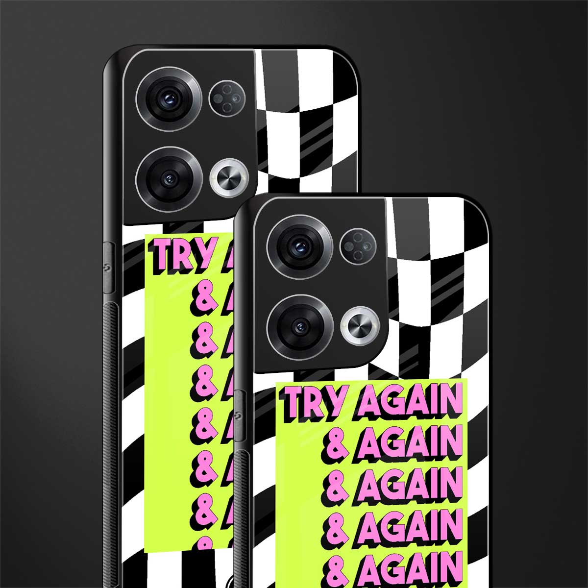 try again back phone cover | glass case for oppo reno 8
