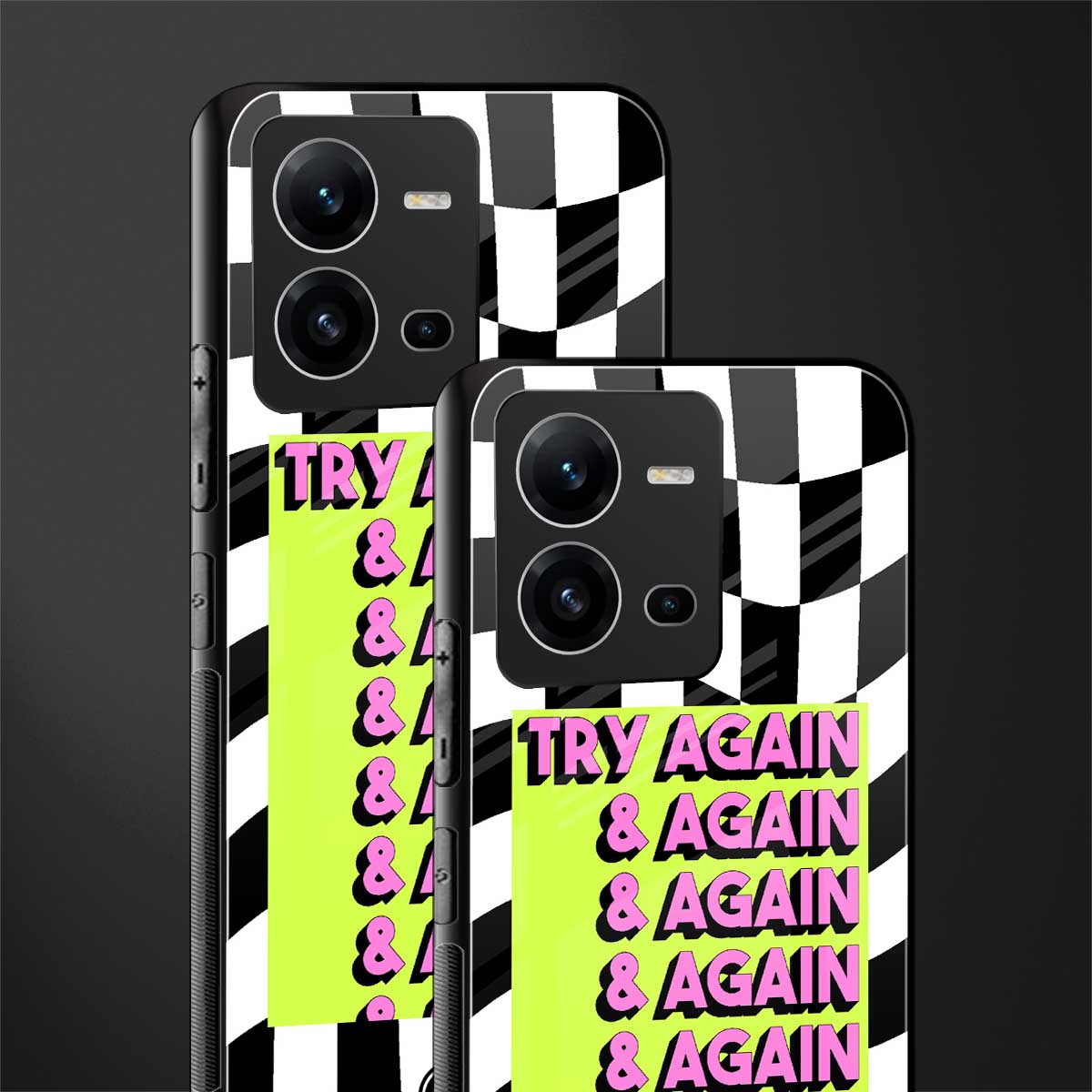 try again back phone cover | glass case for vivo v25-5g
