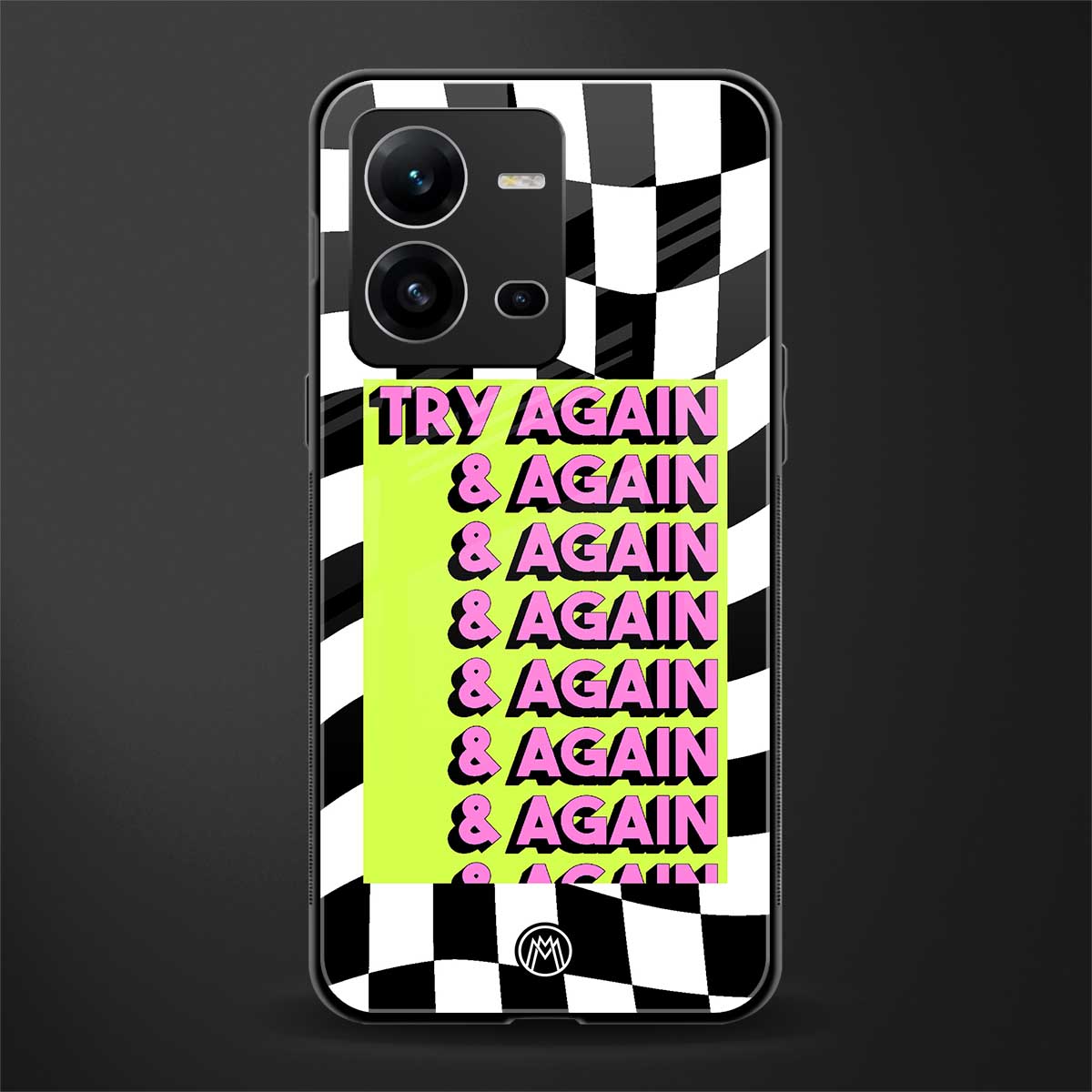 try again back phone cover | glass case for vivo v25-5g