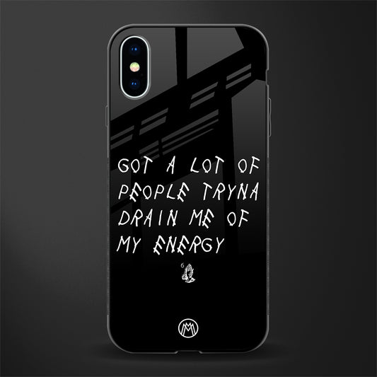 tryna drain my energy glass case for iphone xs image