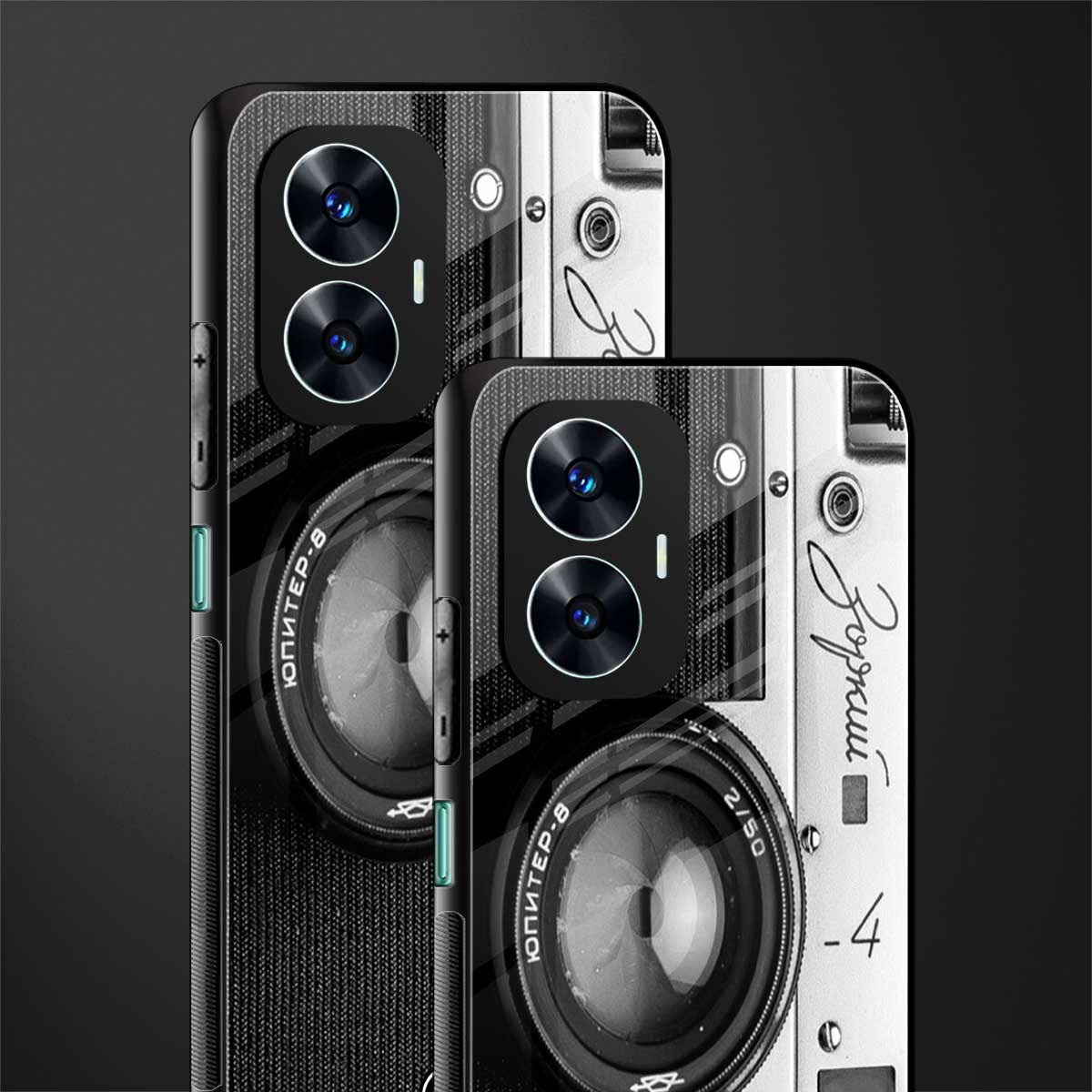 vintage camera back phone cover | glass case for realme c55