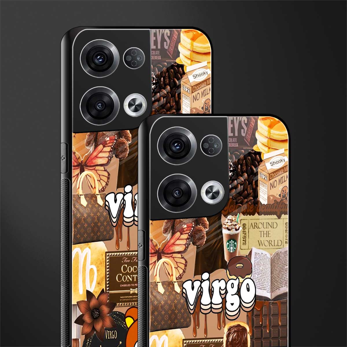 virgo aesthetic collage back phone cover | glass case for oppo reno 8