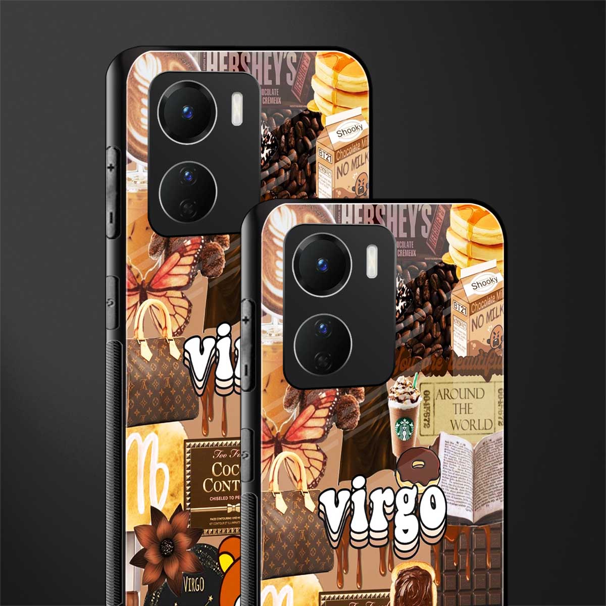 virgo aesthetic collage back phone cover | glass case for vivo y16