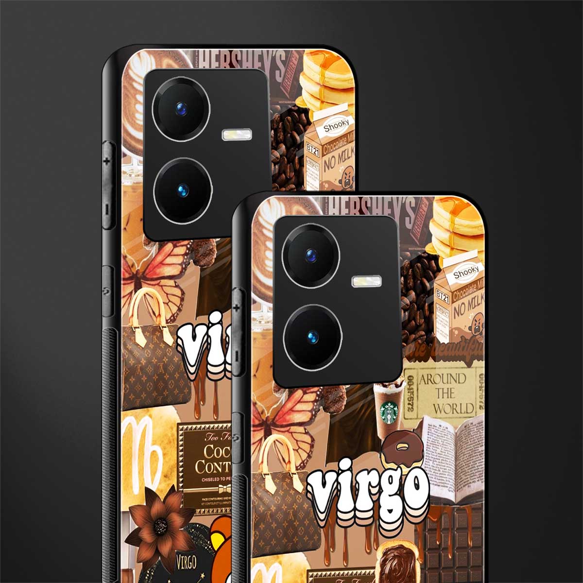 virgo aesthetic collage back phone cover | glass case for vivo y22