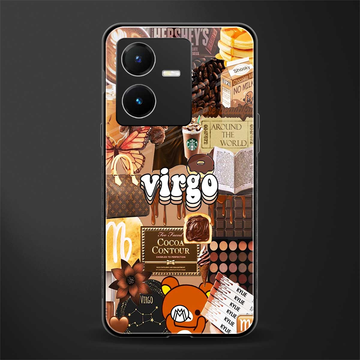 virgo aesthetic collage back phone cover | glass case for vivo y22