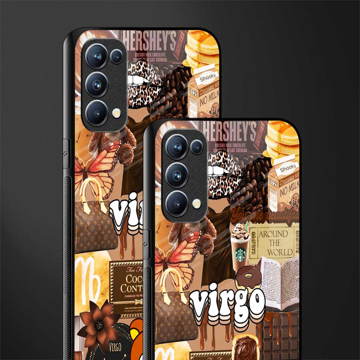 virgo aesthetic collage back phone cover | glass case for oppo reno 5