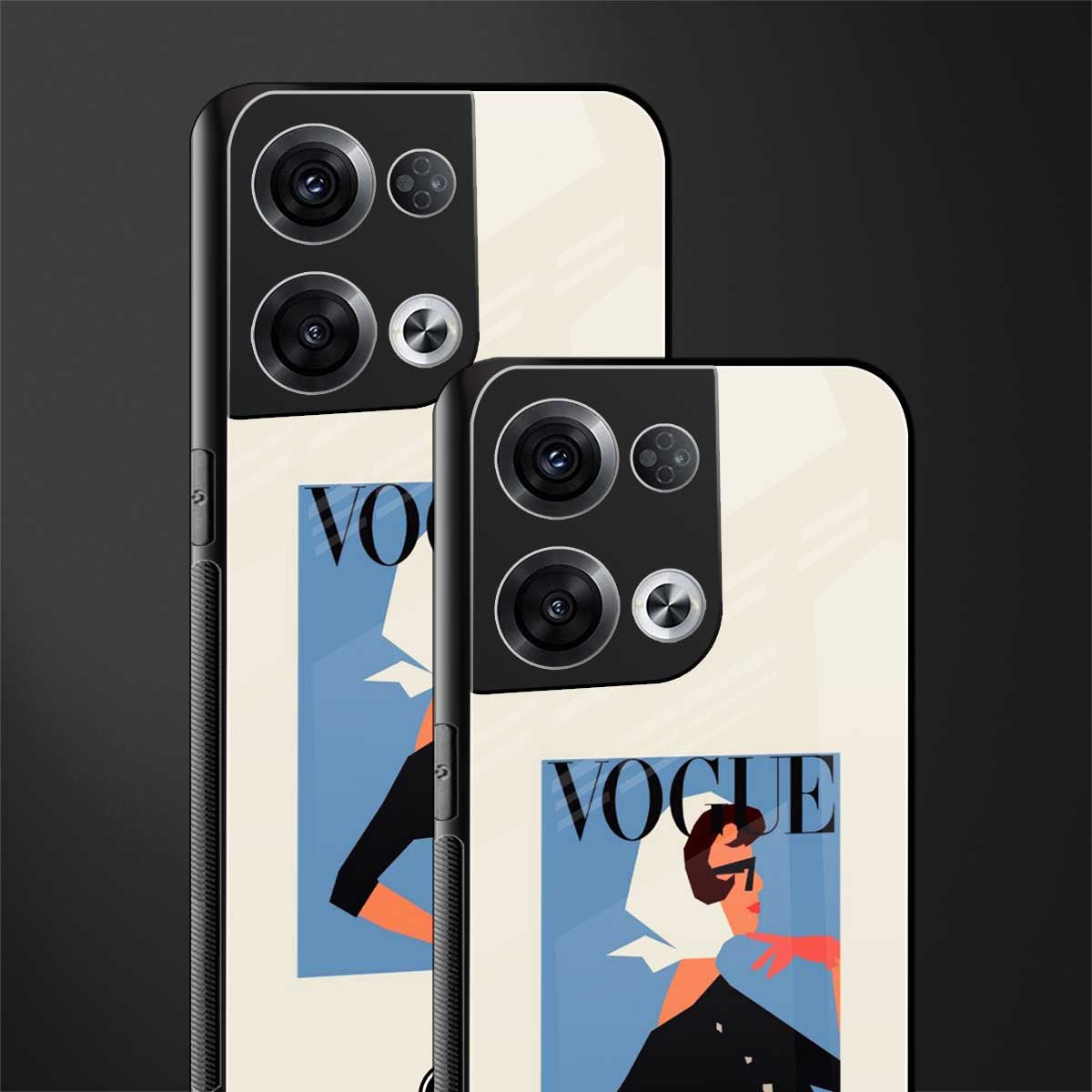 vogue lady back phone cover | glass case for oppo reno 8