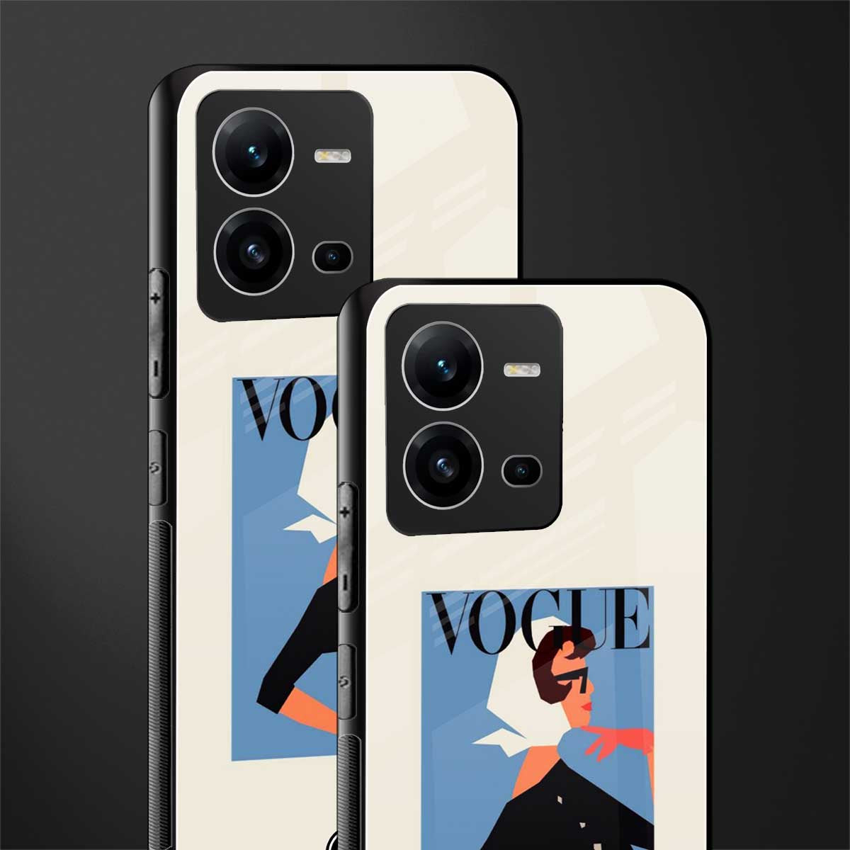 vogue lady back phone cover | glass case for vivo v25-5g