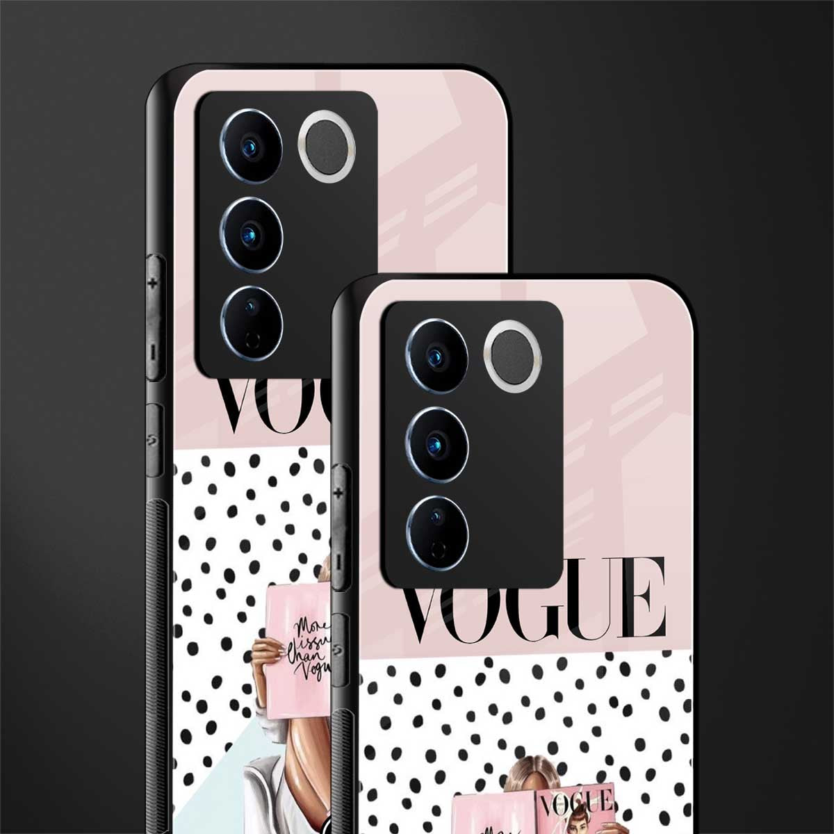 vogue queen back phone cover | glass case for vivo v27 pro 5g