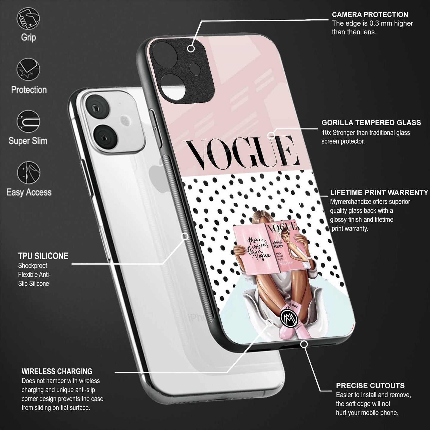 vogue queen back phone cover | glass case for vivo v27 pro 5g
