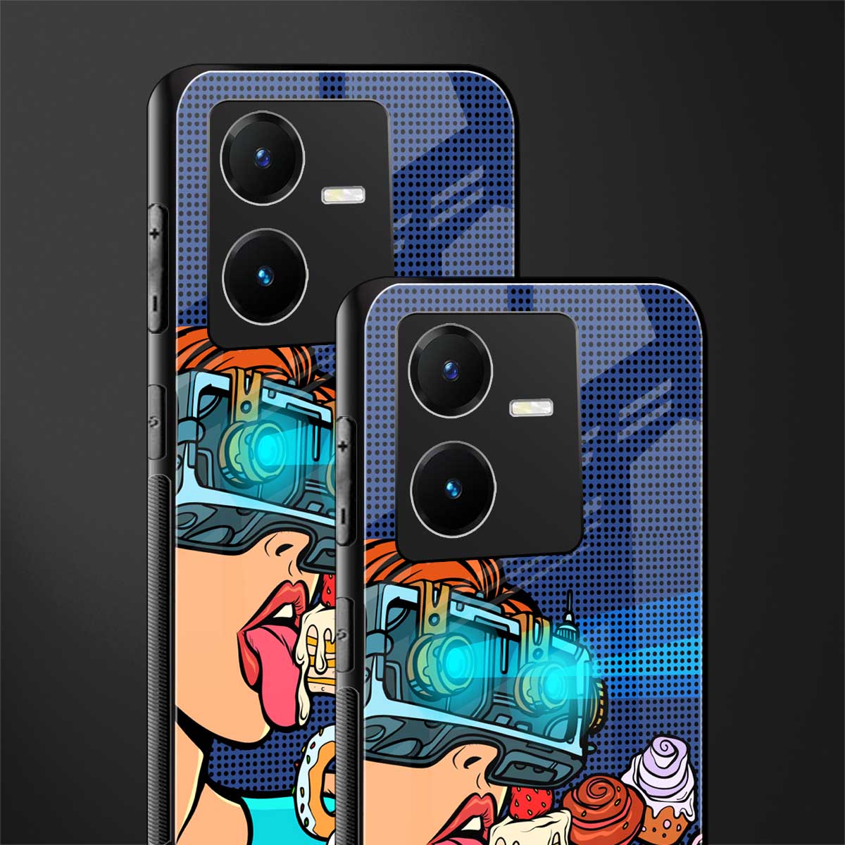 vr dessert back phone cover | glass case for vivo y22