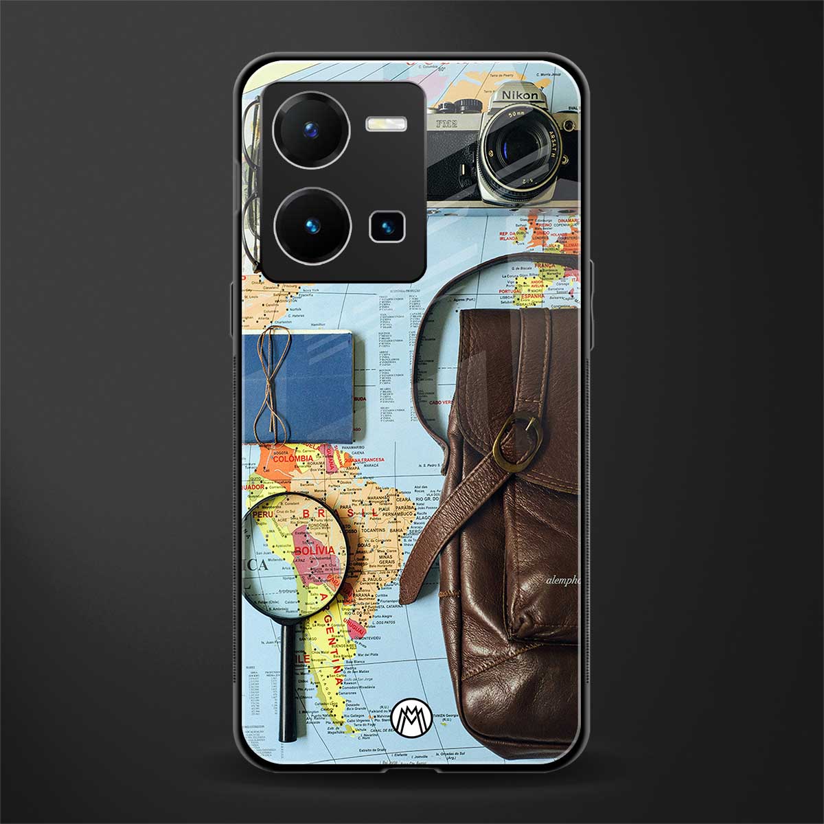 wanderlust back phone cover | glass case for vivo y35 4g