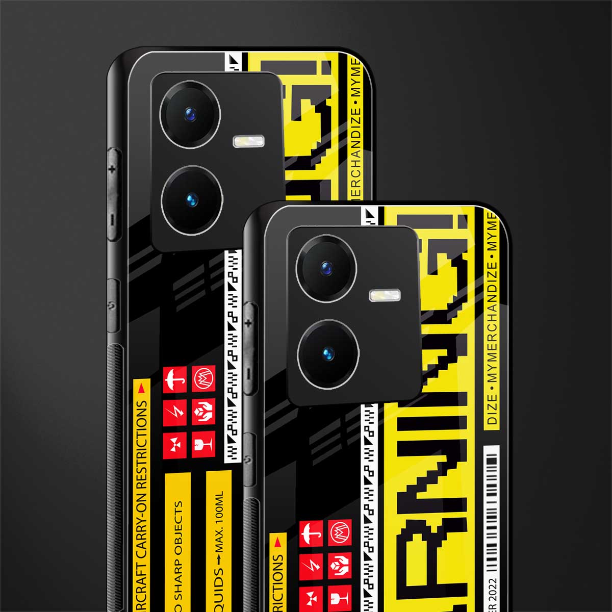 warning back phone cover | glass case for vivo y22
