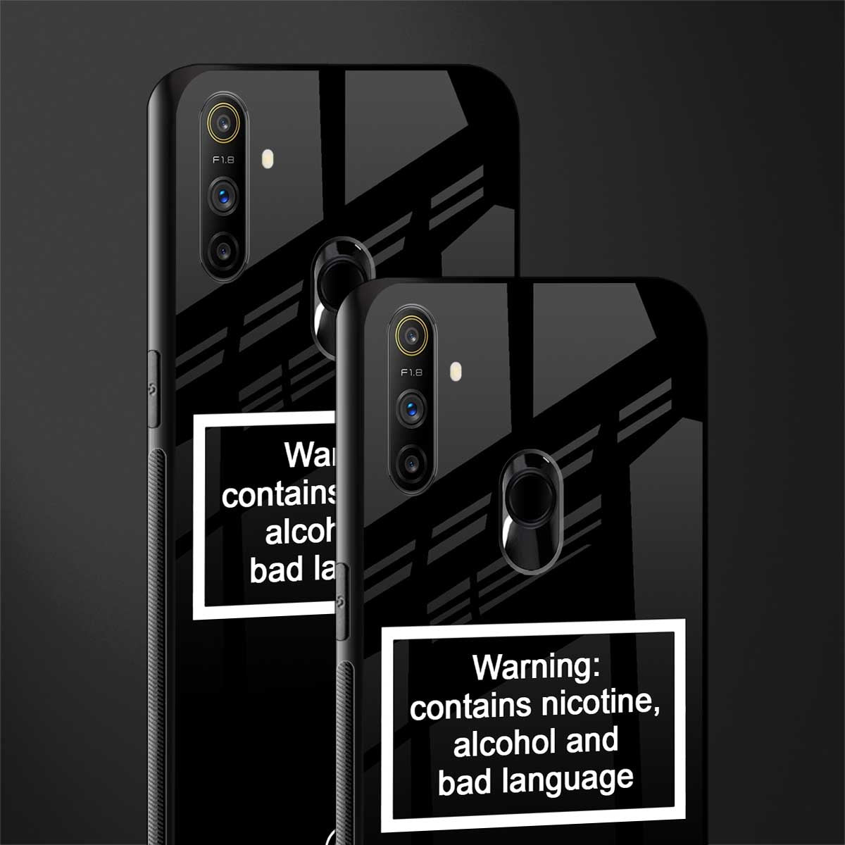 warning sign black edition glass case for realme narzo 20a image-2