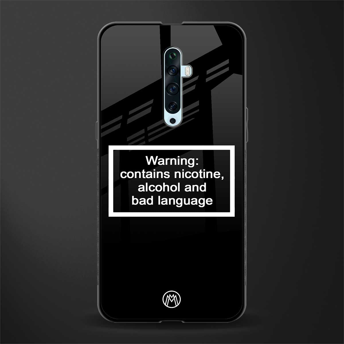 warning sign black edition glass case for oppo reno 2z image