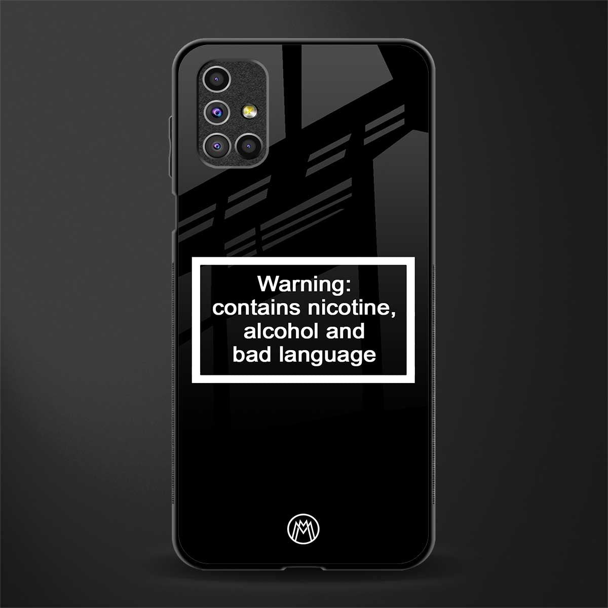 warning sign black edition glass case for samsung galaxy m51 image
