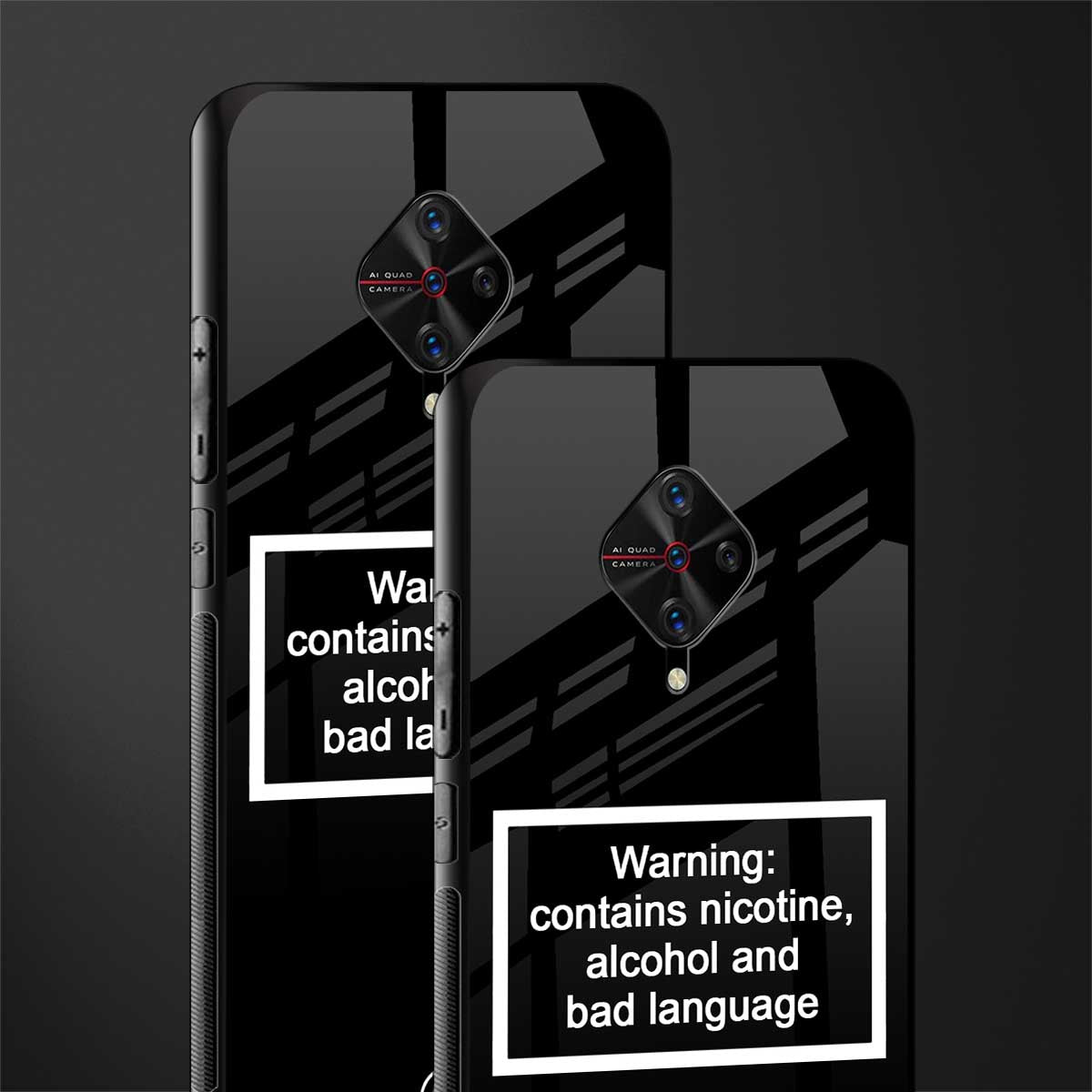 warning sign black edition glass case for vivo s1 pro image-2