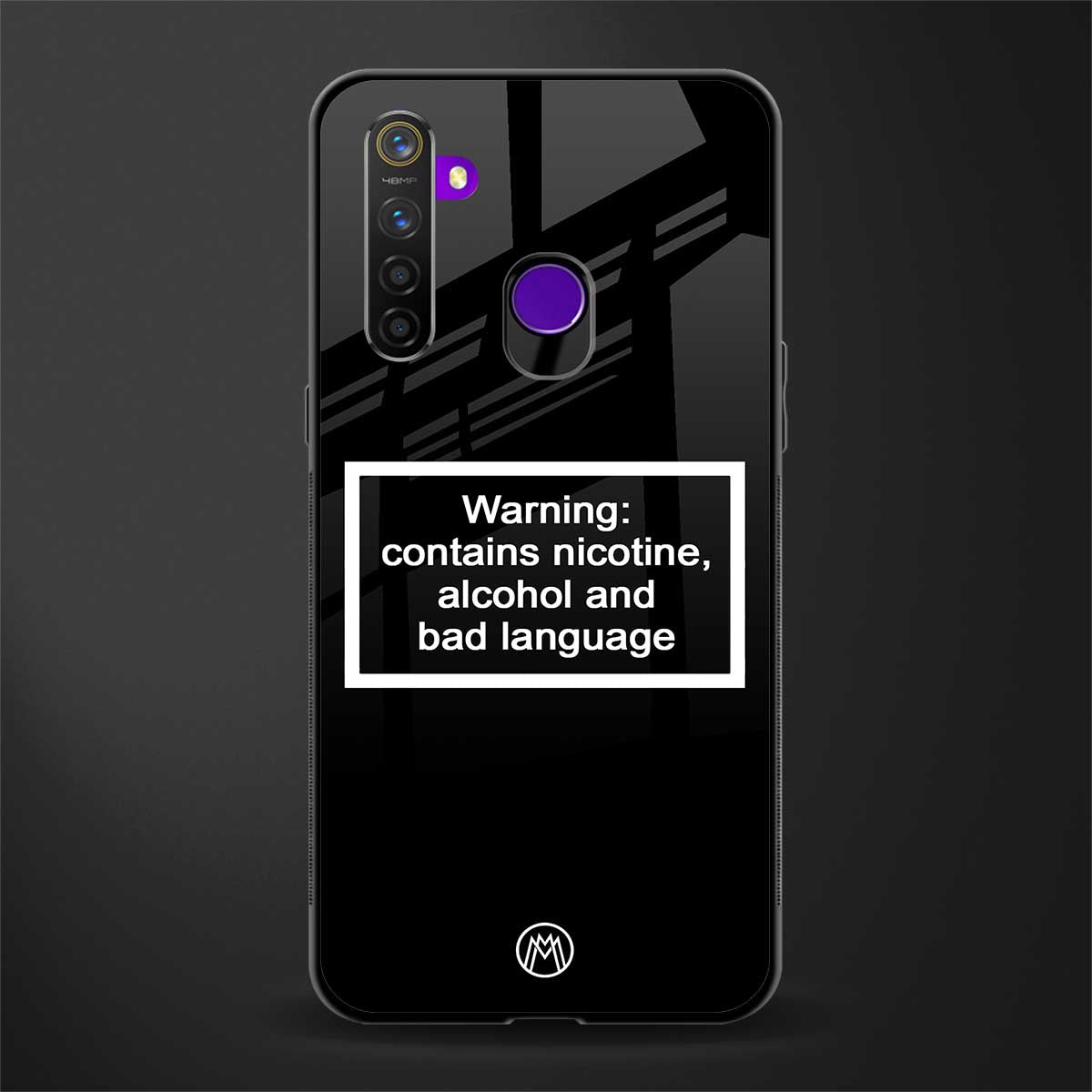 warning sign black edition glass case for realme 5s image