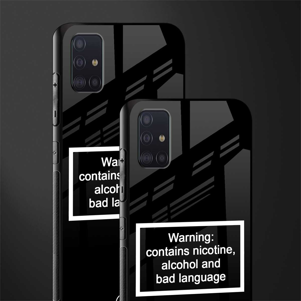 warning sign black edition glass case for samsung galaxy a71 image-2
