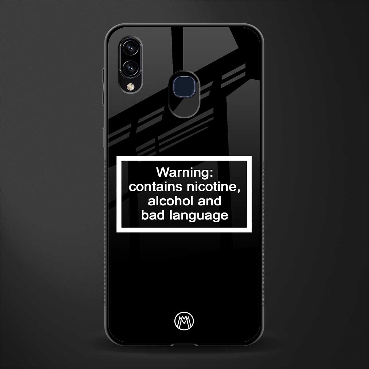 warning sign black edition glass case for samsung galaxy a20 image