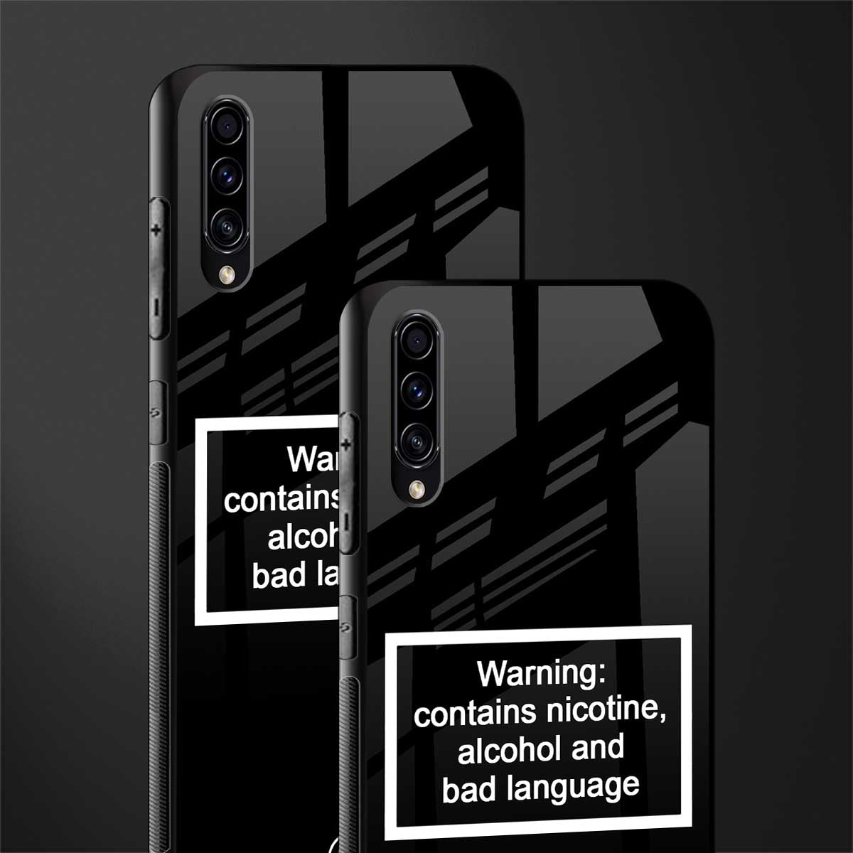 warning sign black edition glass case for samsung galaxy a70 image-2
