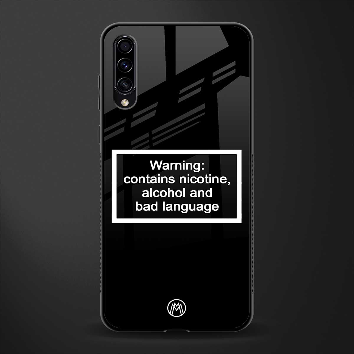 warning sign black edition glass case for samsung galaxy a70 image