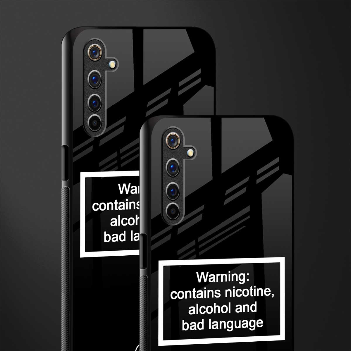 warning sign black edition glass case for realme 6i image-2