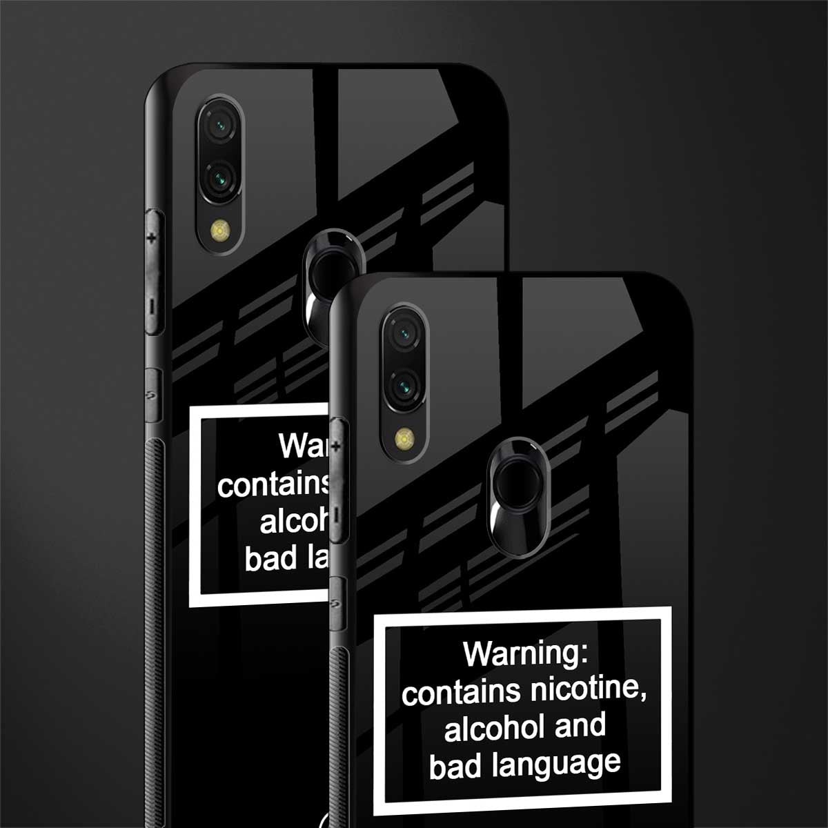 warning sign black edition glass case for redmi y3 image-2