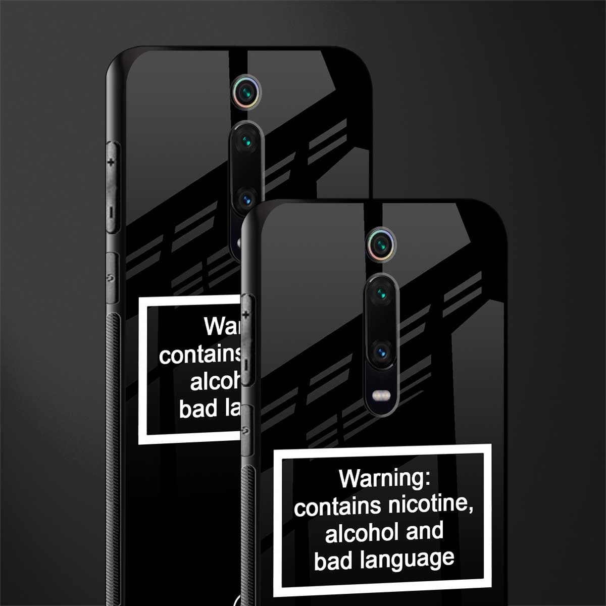 warning sign black edition glass case for redmi k20 image-2