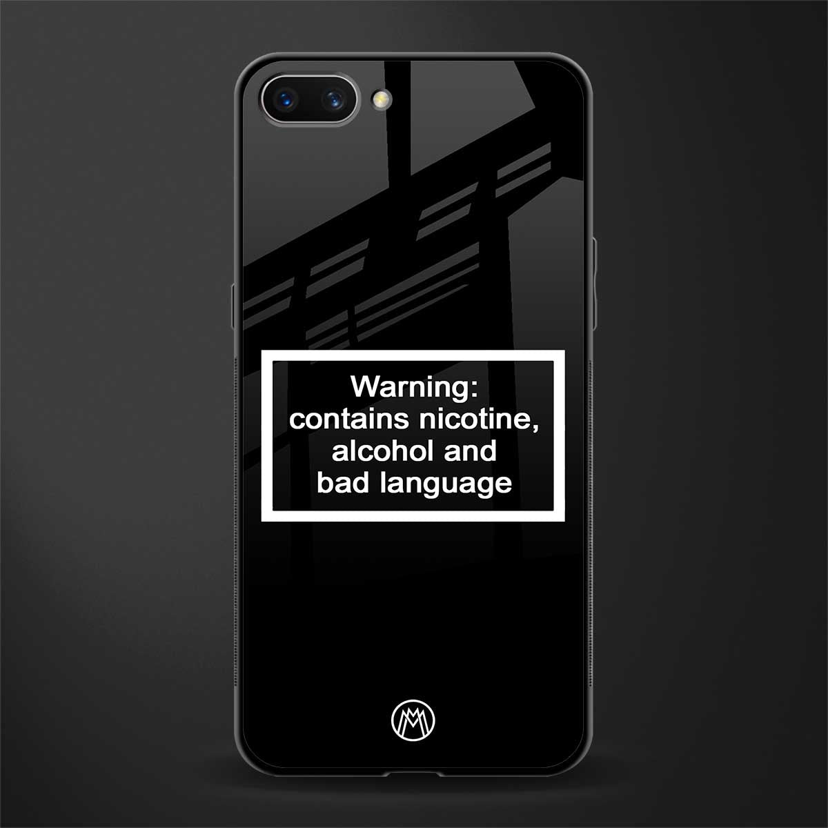 warning sign black edition glass case for realme c1 image