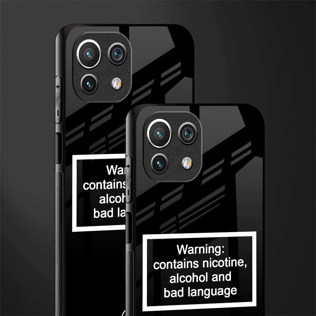 warning sign black edition glass case for mi 11 lite image-2